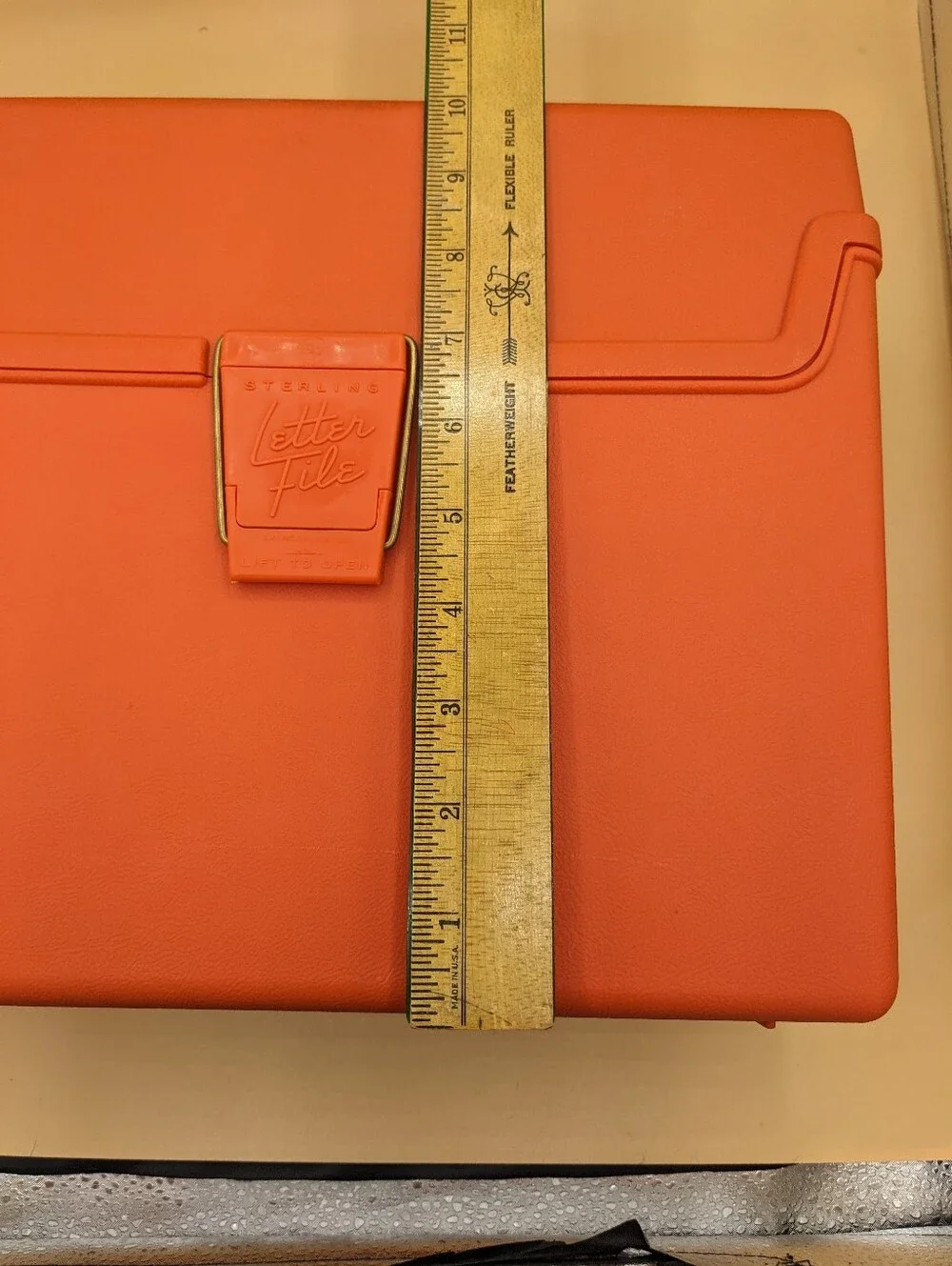 Vintage Sterling Letter File Orange Plastic Storage Box Mid Century Organizer